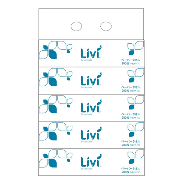 消)Livi ﾍﾟｰﾊﾟｰﾀｵﾙ 中判 200枚×5