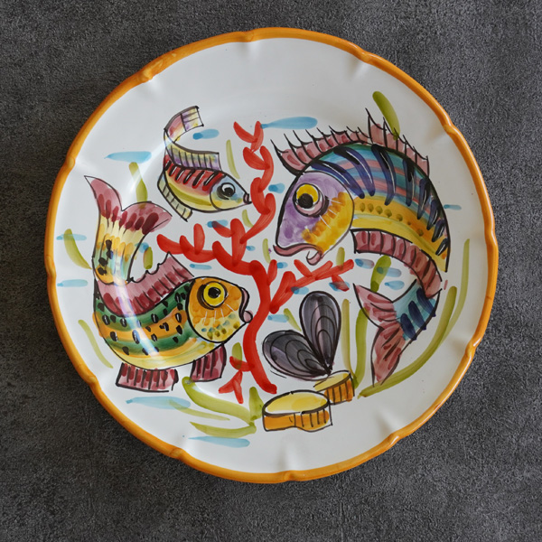 イタリア絵皿展示用陶器　円形　30cmファンタジー　数量限定